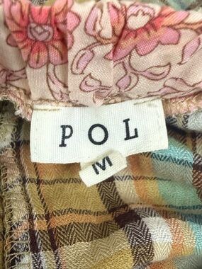 POL Patchwork Plaid Floral Cropped Wide Leg Pants M Boho Cottagecore